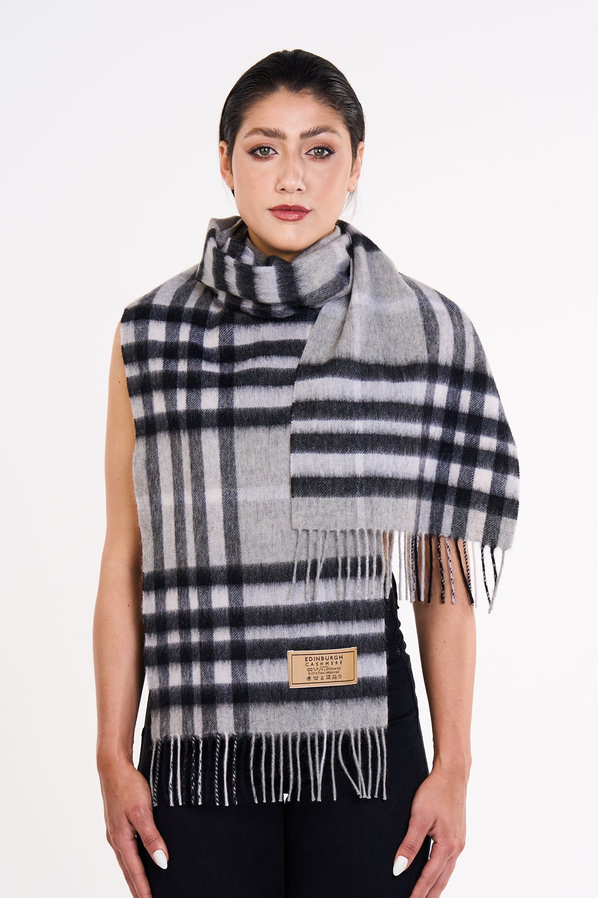 Cashmere Designer Scarf Iconic DC Classic (Large) - Grey