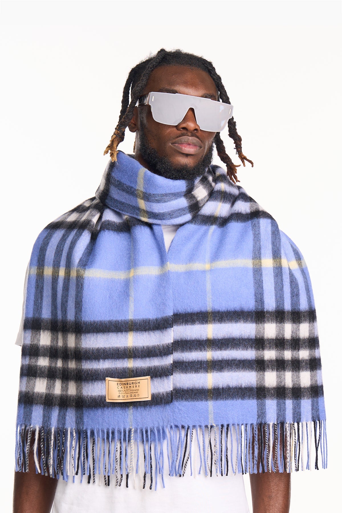 Scarf DC Classic Blue Oversized Wrap 100% Pure Lambswool