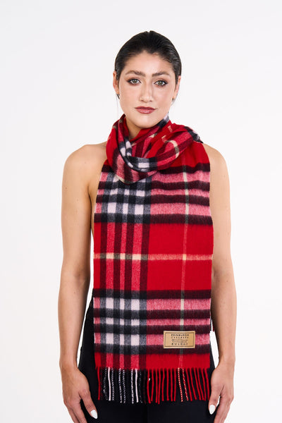 Cashmere Designer Scarf Iconic DC Classic (Large) - Red