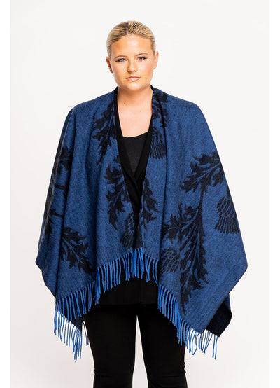 Single Thistle Navy Cape 100% Pure Lambswool