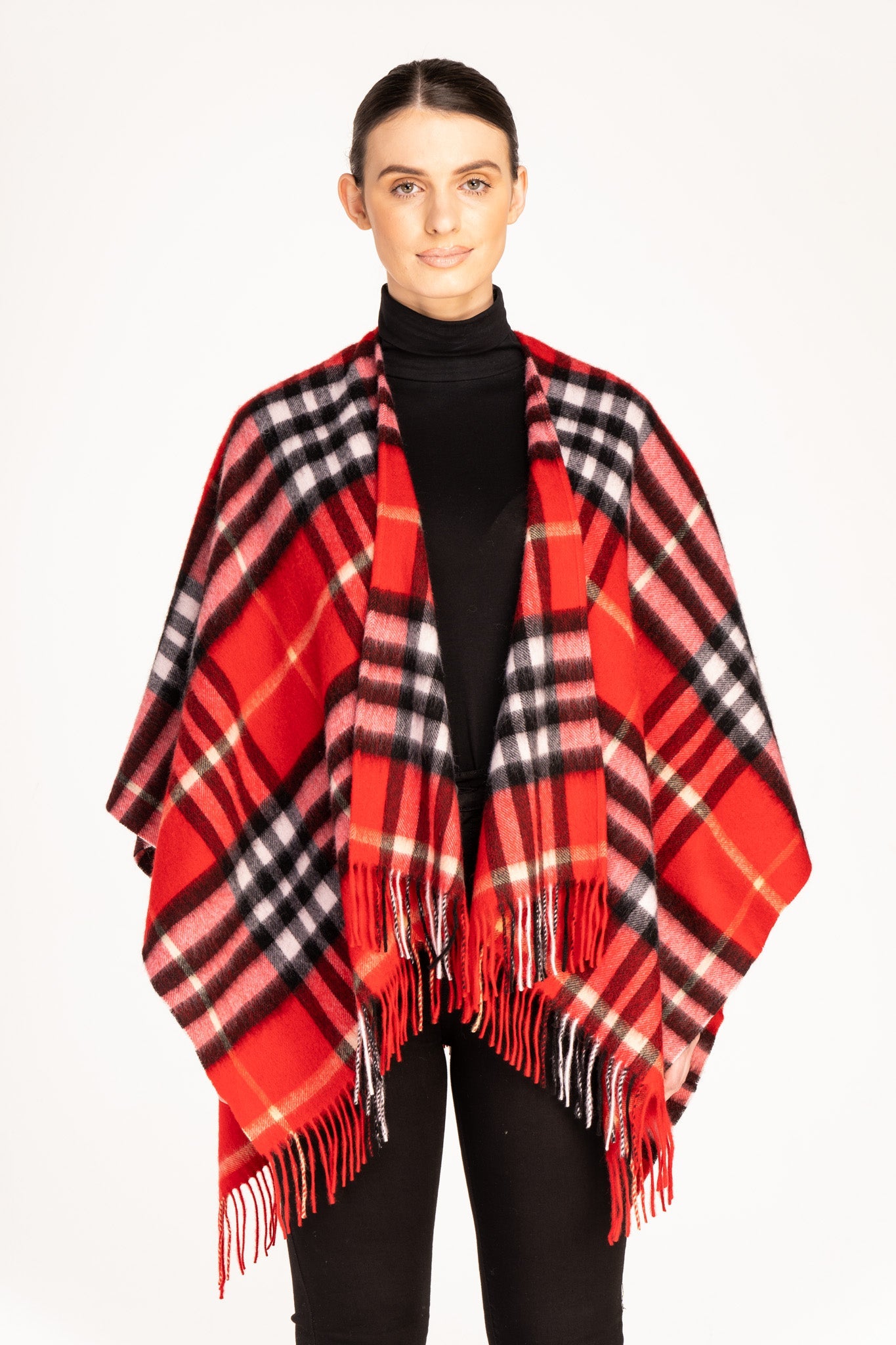 Cape DC Classic Red Poncho 100% Pure Lambswool