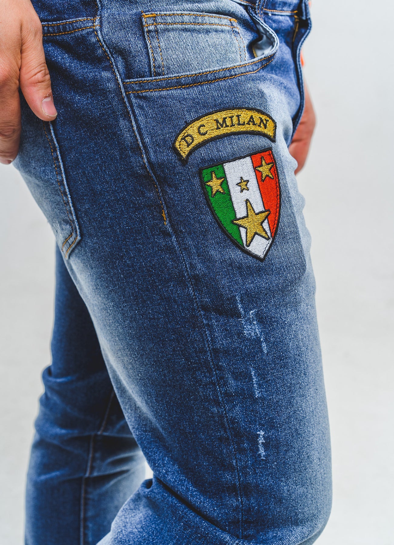 Medium Blue Slim-Fit Jeans With 2 Logos