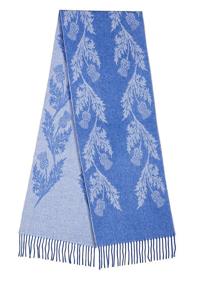 Double Thistle Blue Scarf 100% Pure Lambswool