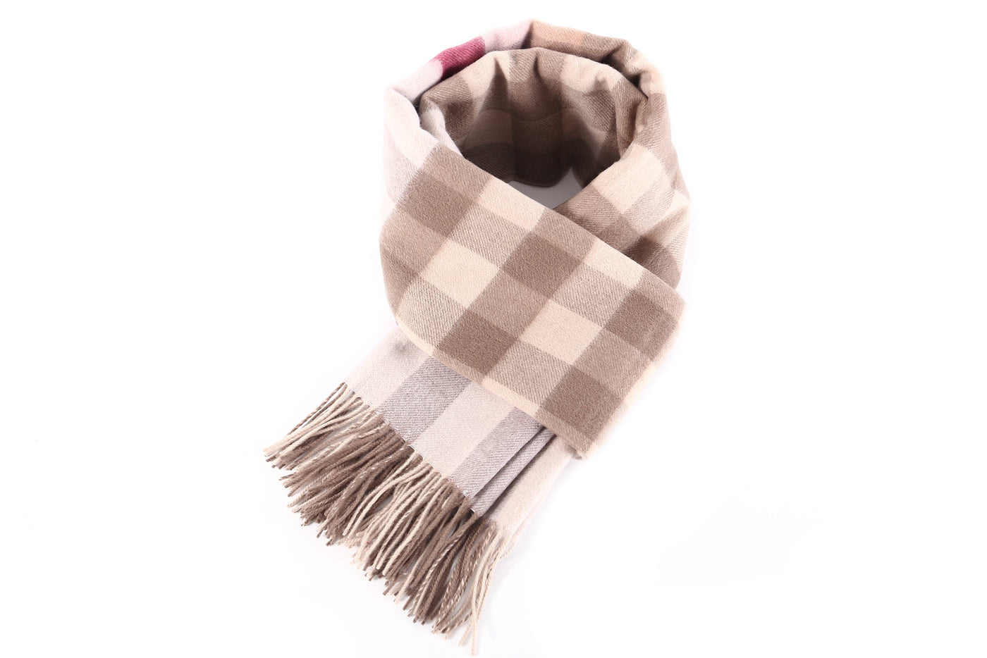 Pink Check Stole 100% Pure Lambswool