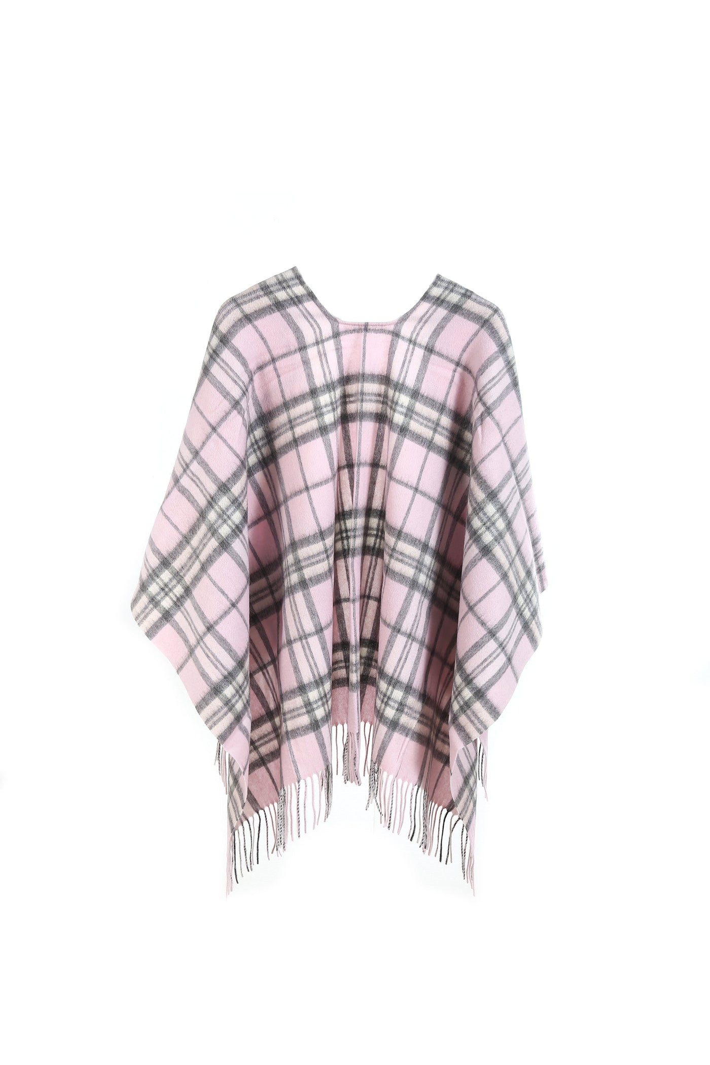 Cape Thomson Pink Tartan Poncho 100% Pure Lambswool