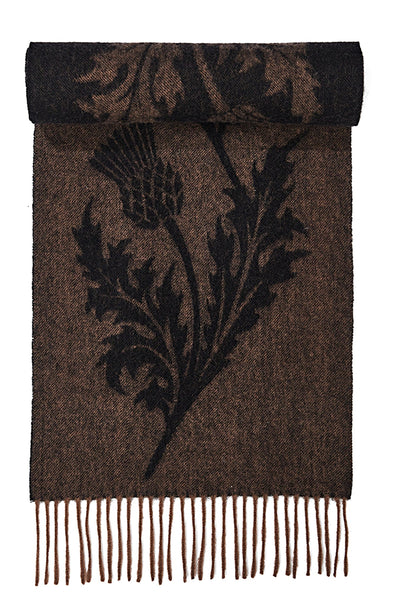 Scarf Single Thistle Brown 100% Pure Lambswool