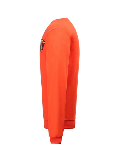 Embroidery Orange Cotton Sweatshirt With Small Logo