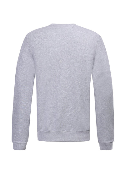 Embroidery Light Grey Cotton Sweatshirt With Big Logo