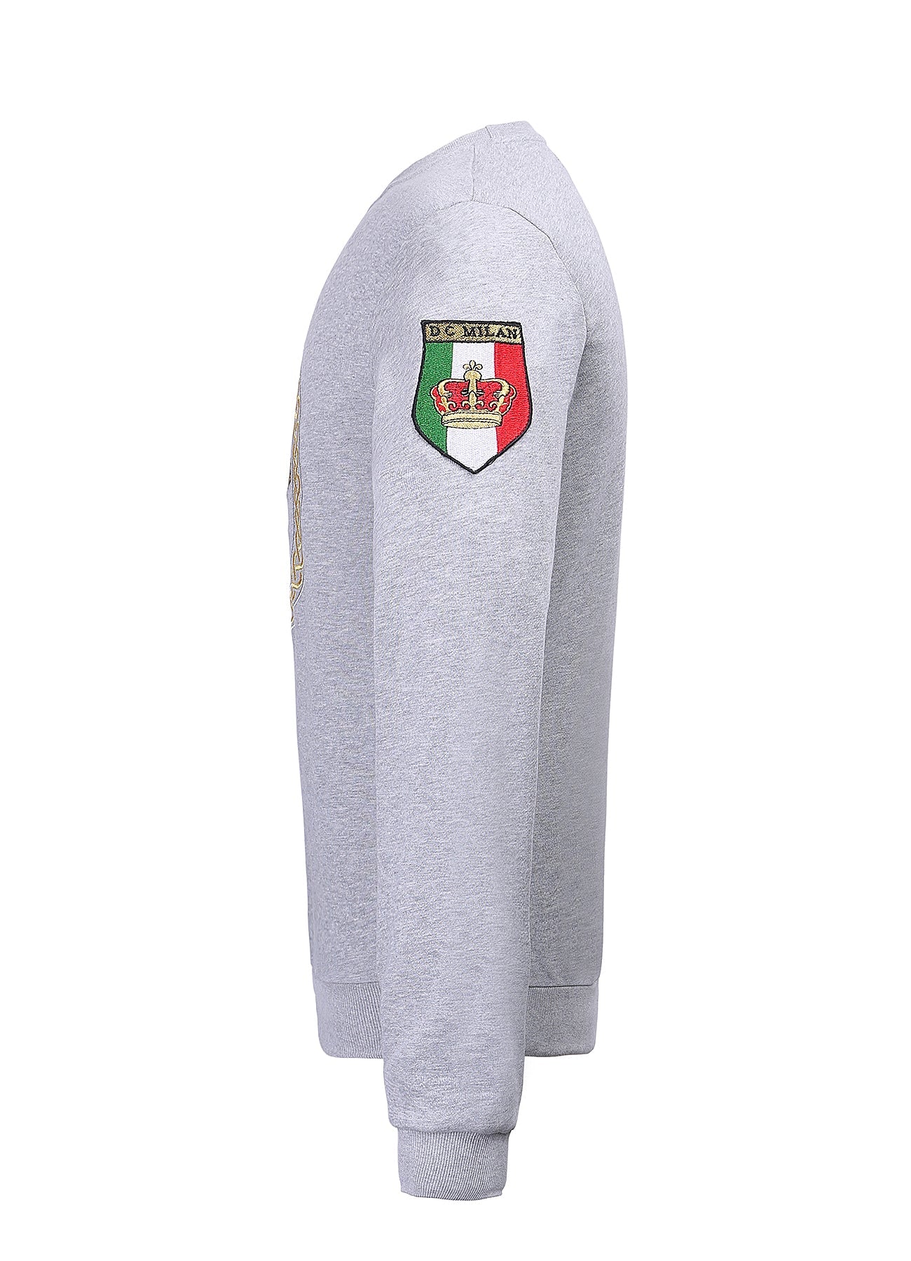 Embroidery Light Grey Cotton Sweatshirt With Big Logo