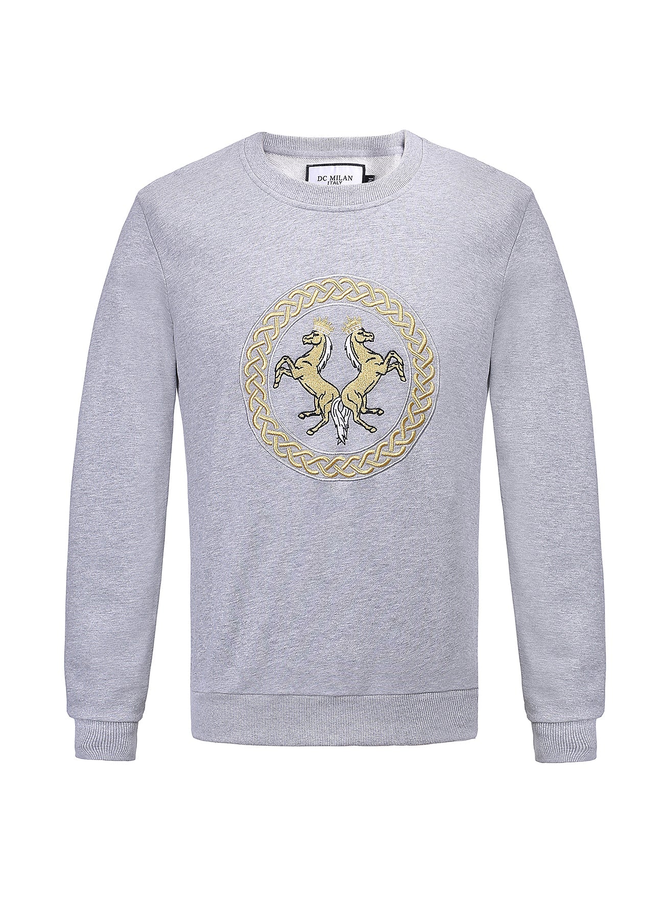 Embroidery Light Grey Cotton Sweatshirt With Big Logo