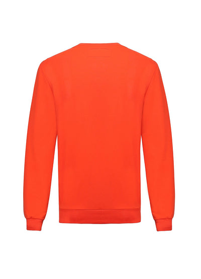 Embroidery Orange Cotton Sweatshirt With Big Logo