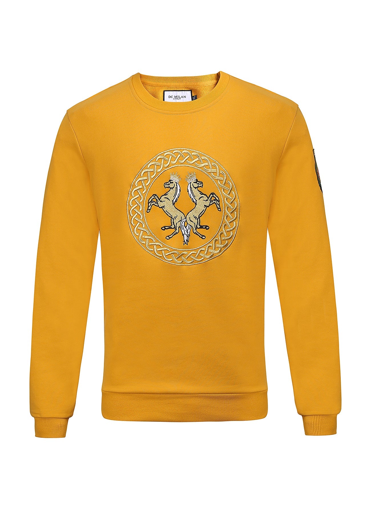 Embroidery Yellow Cotton Sweatshirt With Big Logo