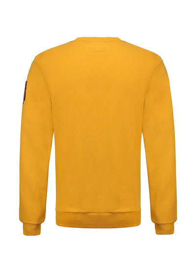 Embroidery Yellow Cotton Sweatshirt With Big Logo