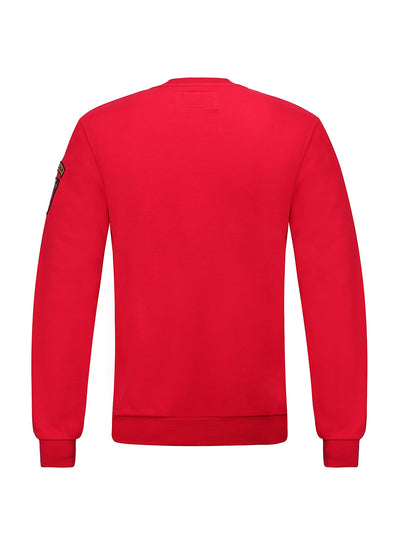 Embroidery Red Cotton Sweatshirt With Big Logo