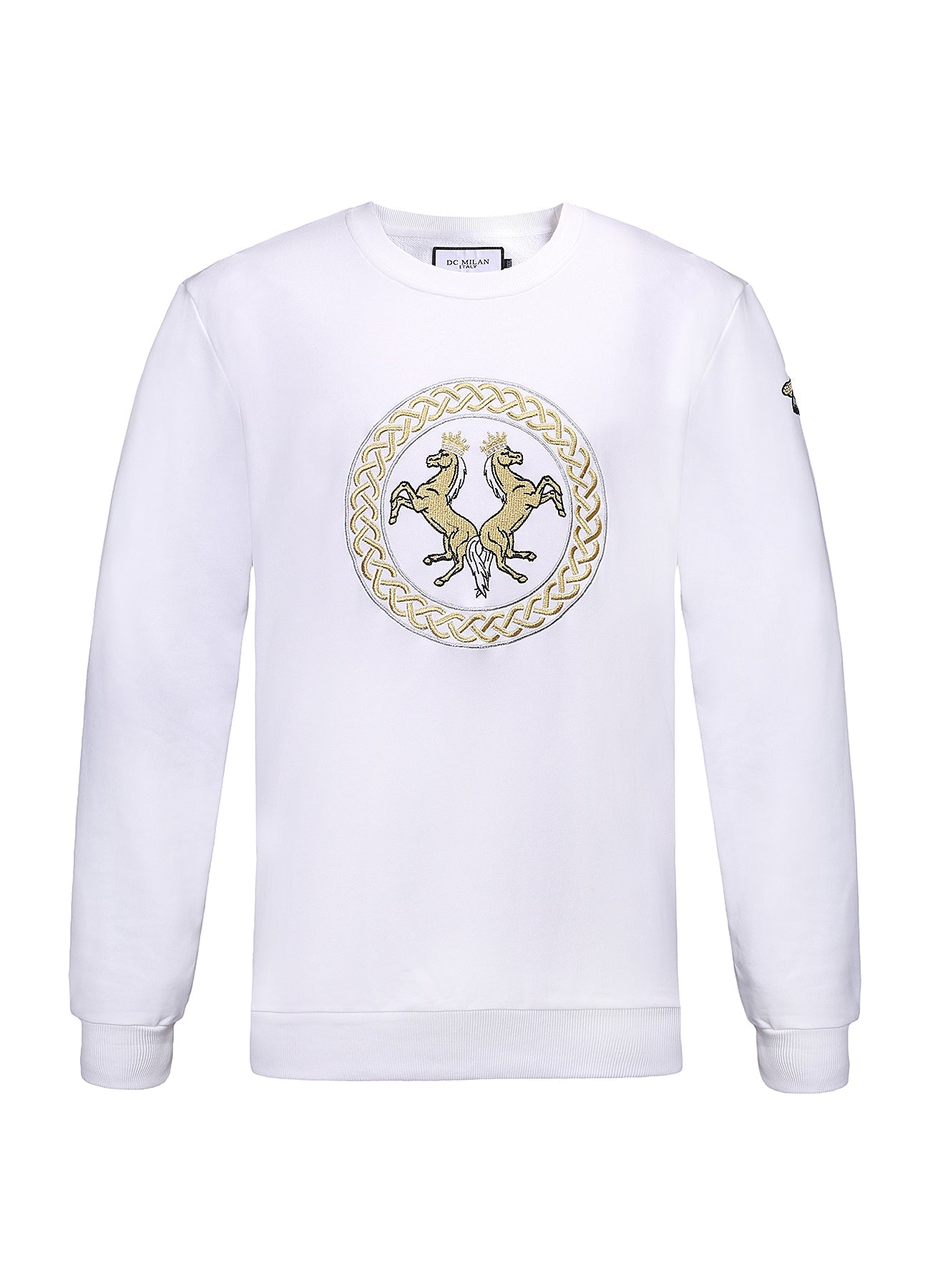 Embroidery White Cotton Sweatshirt With Big Logo