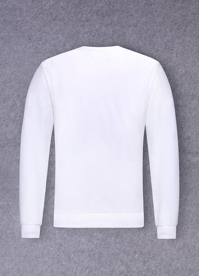 Embroidery White Cotton Sweatshirt With Small Logo