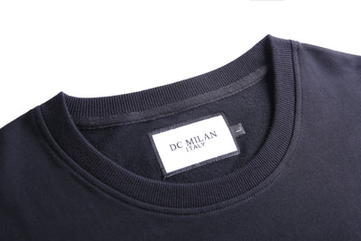 Embroidery Black Cotton Sweatshirt With Big Logo