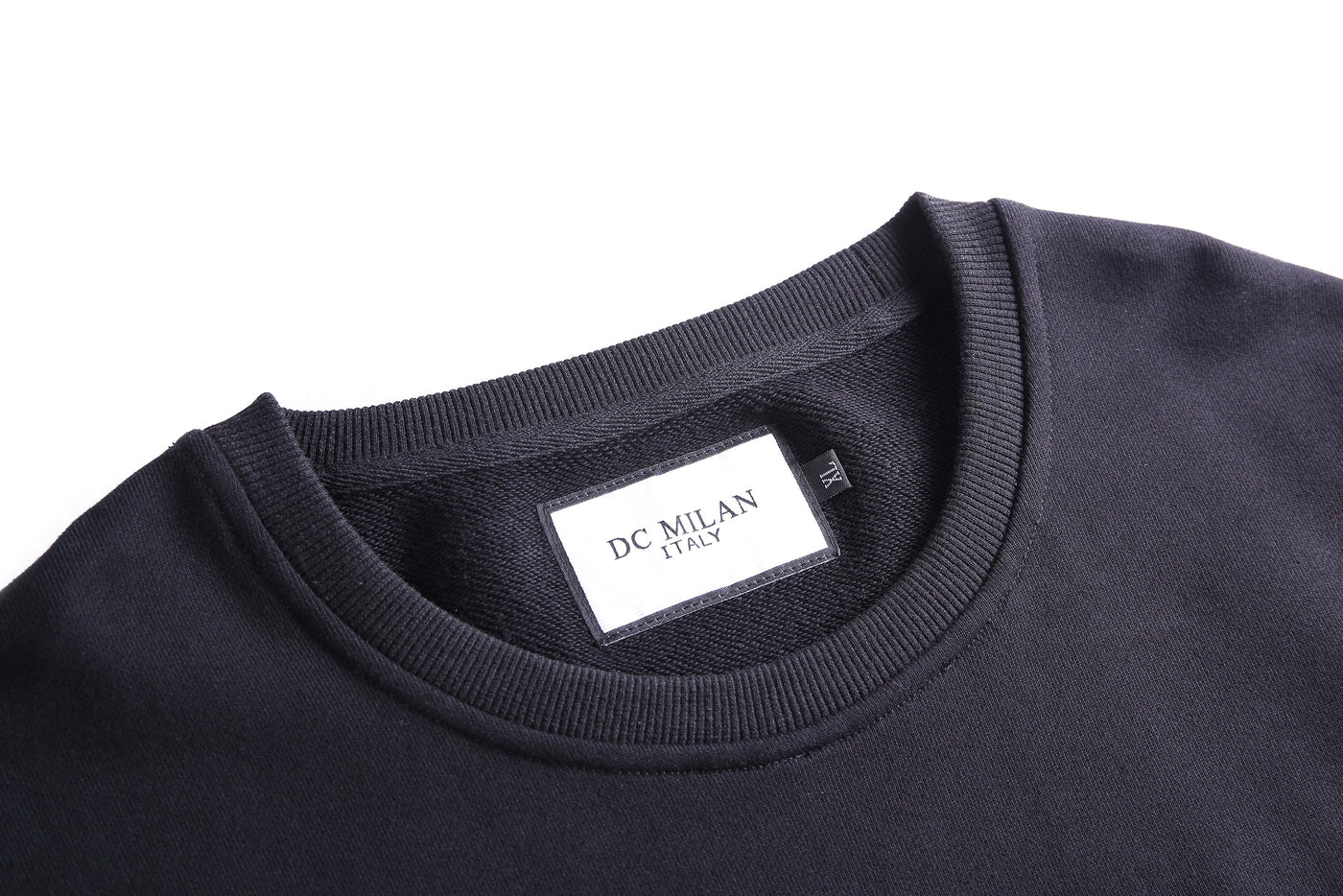 Embroidery Black Cotton Sweatshirt With Big Logo