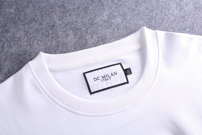 Embroidery White Cotton Sweatshirt With Big Logo