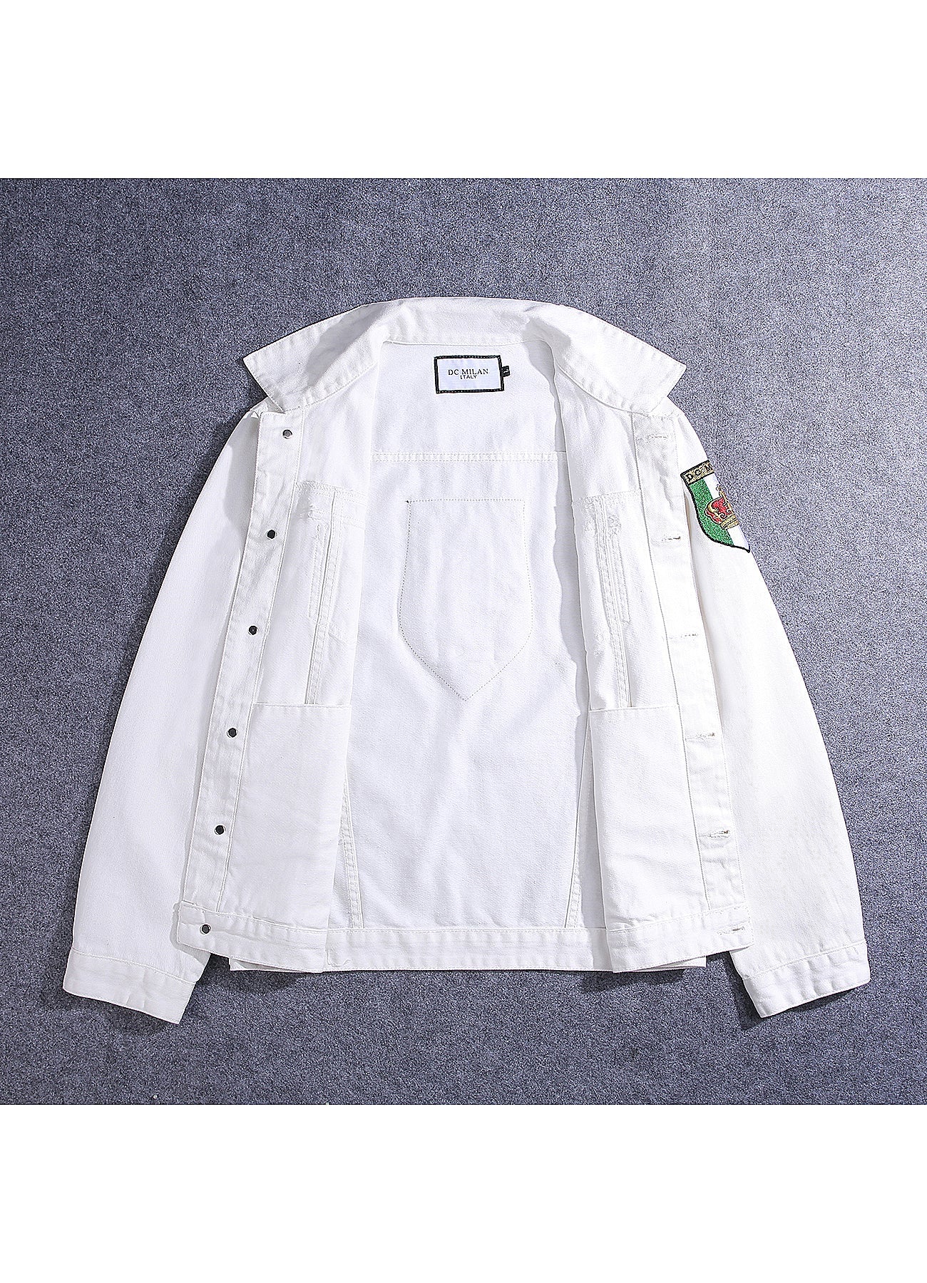 Embroidered White Denim Jacket Classic