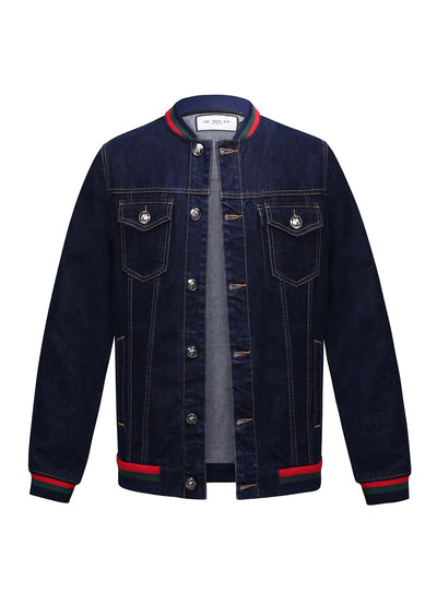 Embroidered Dark Blue Classic Denim Jacket