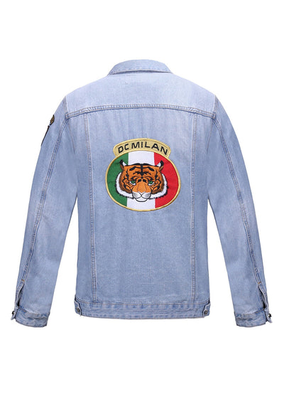 Embroidered Light Blue Classic Denim Jacket