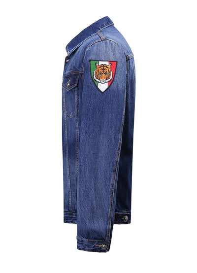 Embroidered Medium Blue Classic Denim Jacket