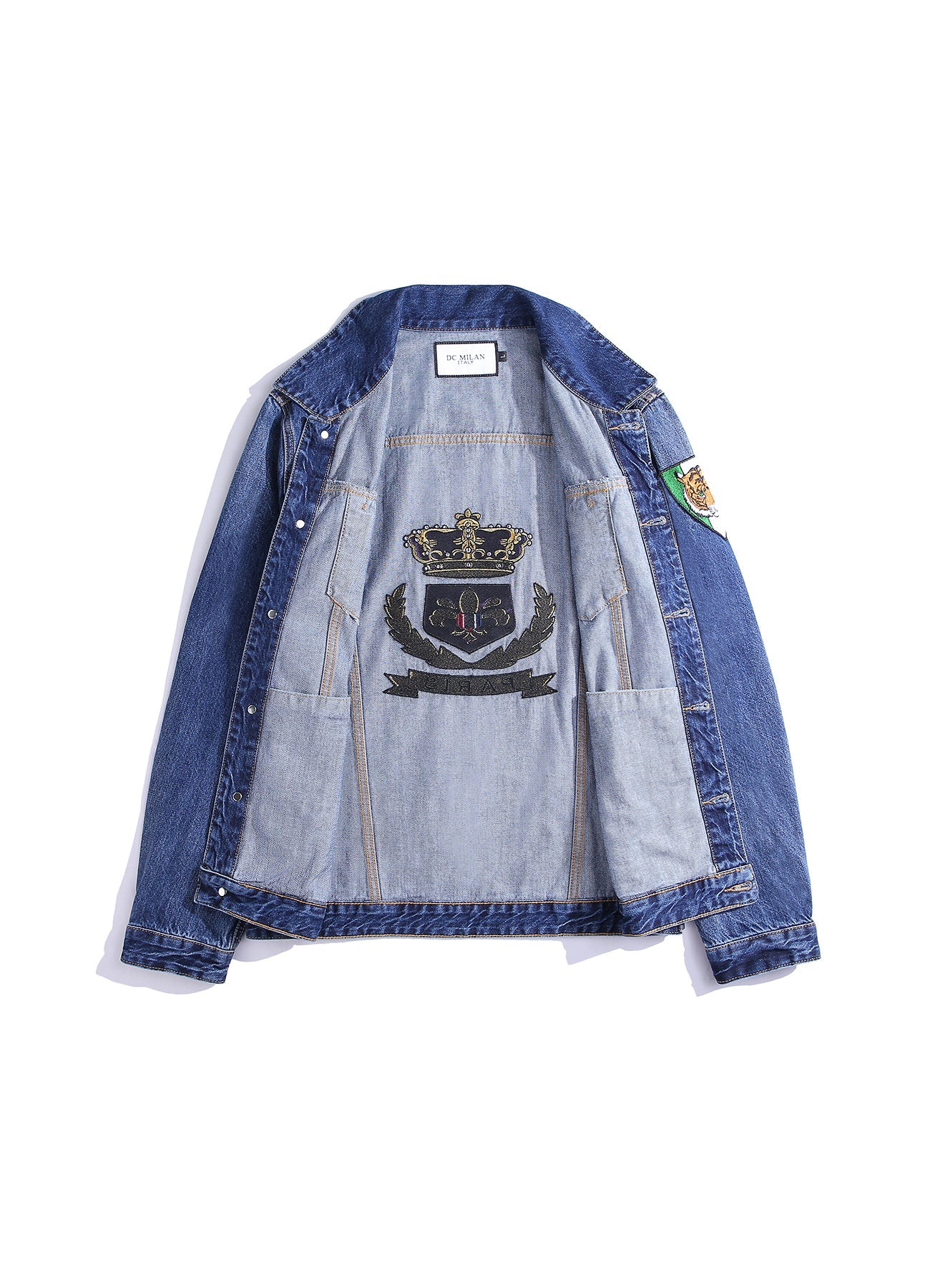 Embroidered Medium Blue Classic Denim Jacket