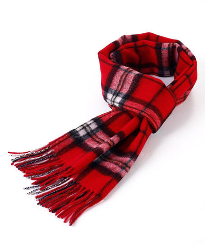 100% Pure Cashmere Scarf Scottish Thomson Red Check Design - Small Size