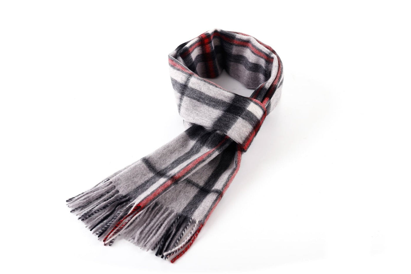 Scarf Tartan 100% Pure Lambs wool Scottish Design Thomson Grey