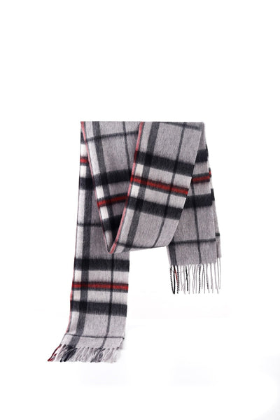 Scarf Tartan 100% Pure Lambs wool Scottish Design Thomson Grey