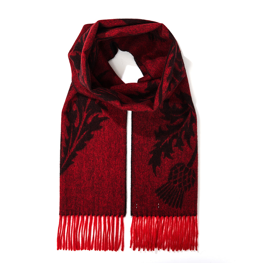 Single Thistle Red Scarf 100% Pure Lambswool