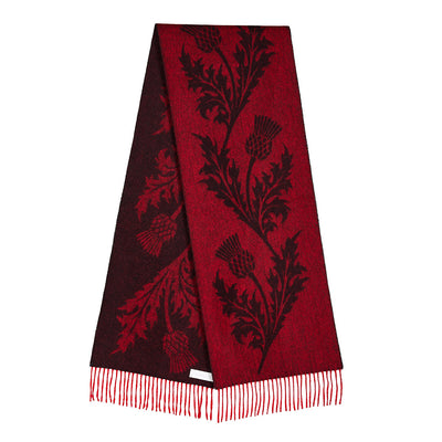 Single Thistle Red Scarf 100% Pure Lambswool