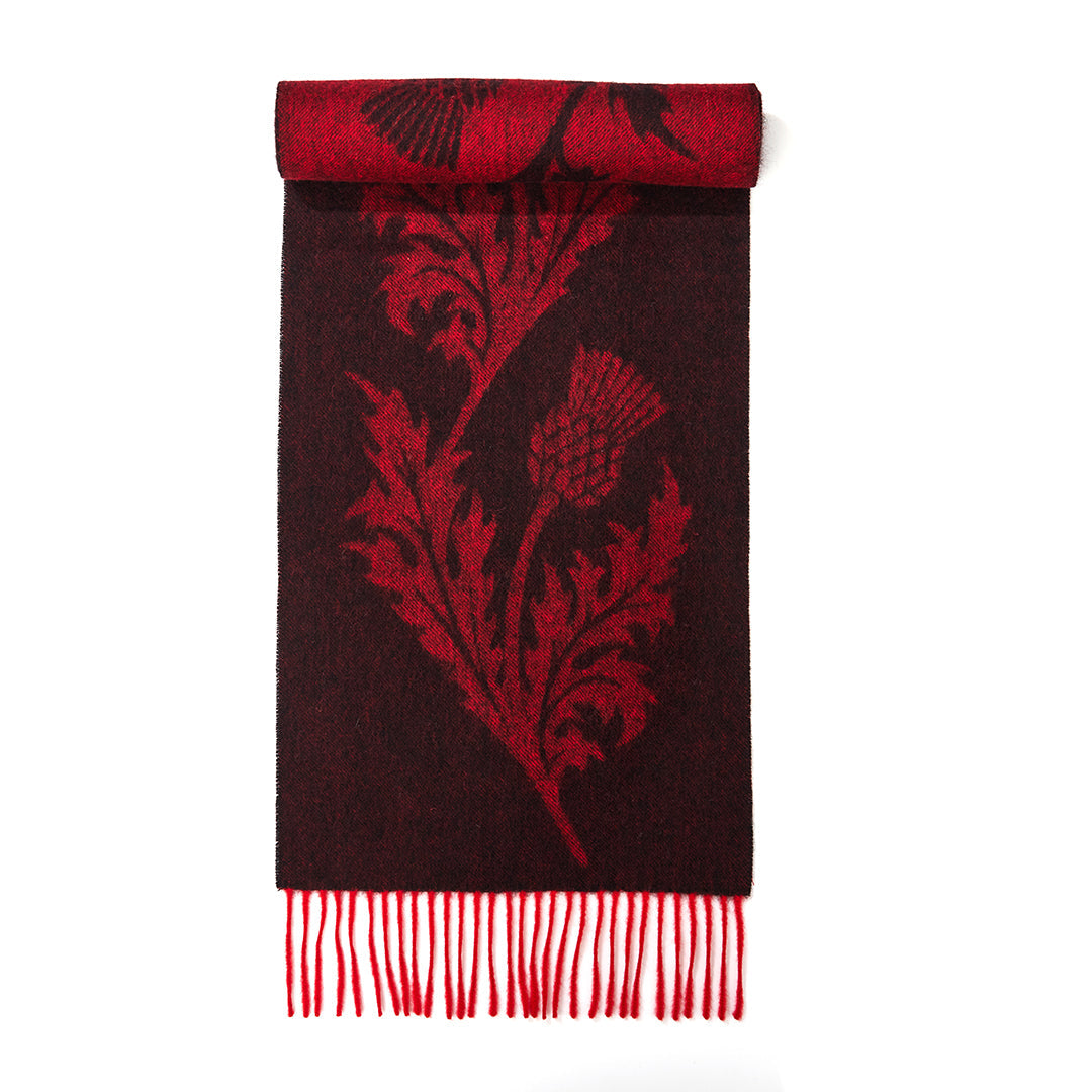 Single Thistle Red Scarf 100% Pure Lambswool