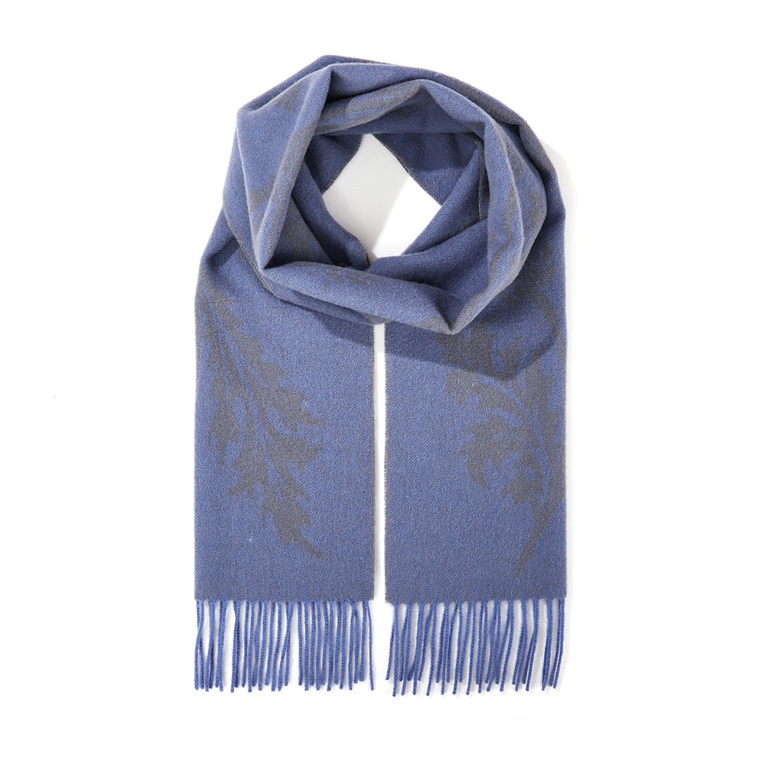 Single Thistle Blue Scarf 100% Pure Lambswool