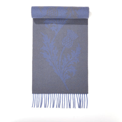 Single Thistle Blue Scarf 100% Pure Lambswool