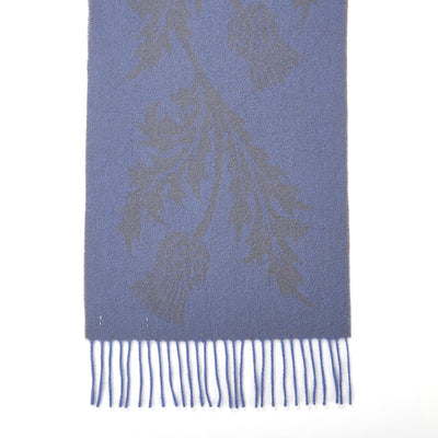 Single Thistle Blue Scarf 100% Pure Lambswool