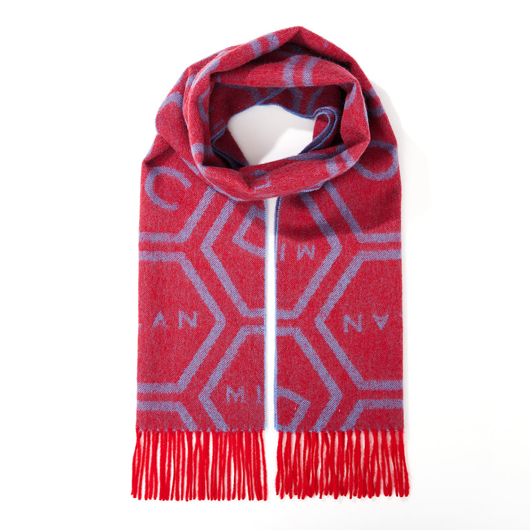 DC Monogram Red Scarf 100% Pure Lambswool