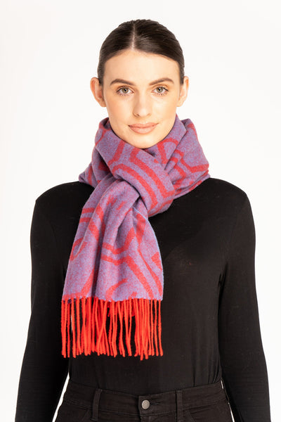 DC Monogram Red Scarf 100% Pure Lambswool