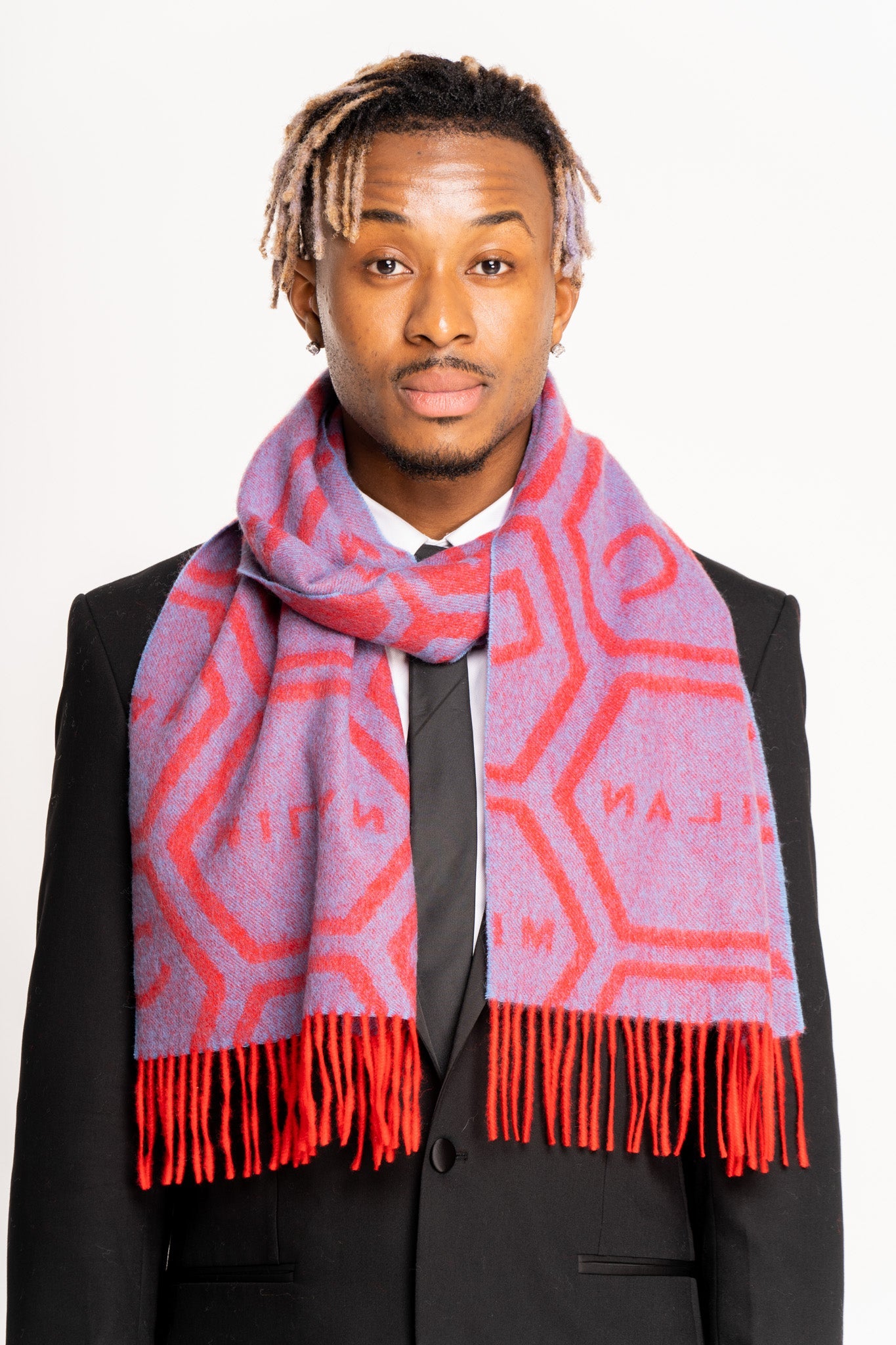 DC Monogram Red Scarf 100% Pure Lambswool