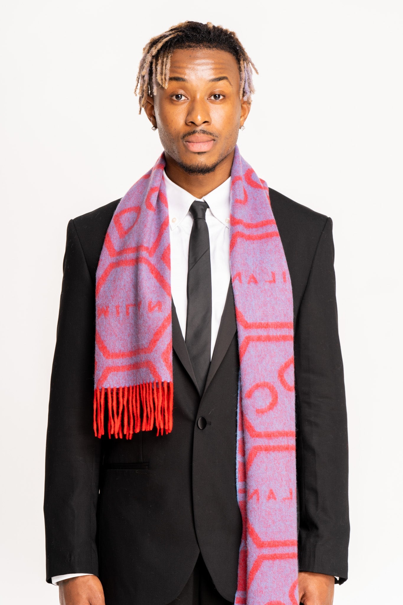 DC Monogram Red Scarf 100% Pure Lambswool