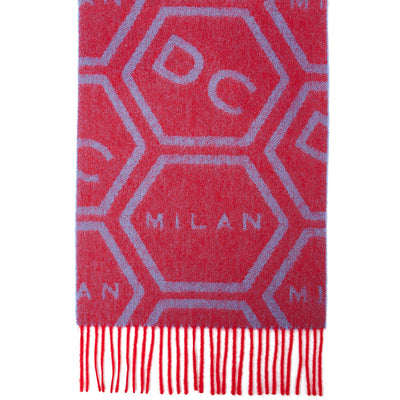 DC Monogram Red Scarf 100% Pure Lambswool