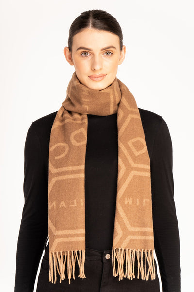 DC Monogram Camel Scarf 100% Pure Lambswool