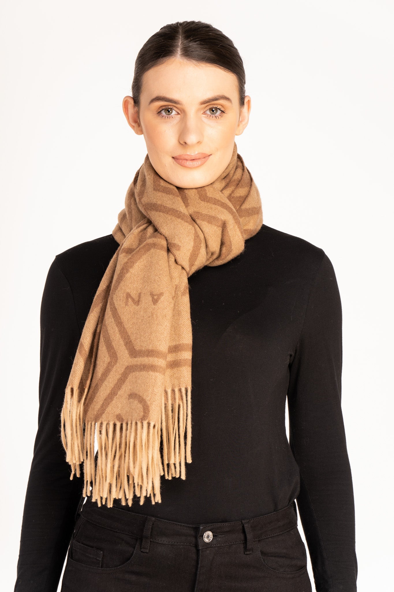 DC Monogram Camel Scarf 100% Pure Lambswool