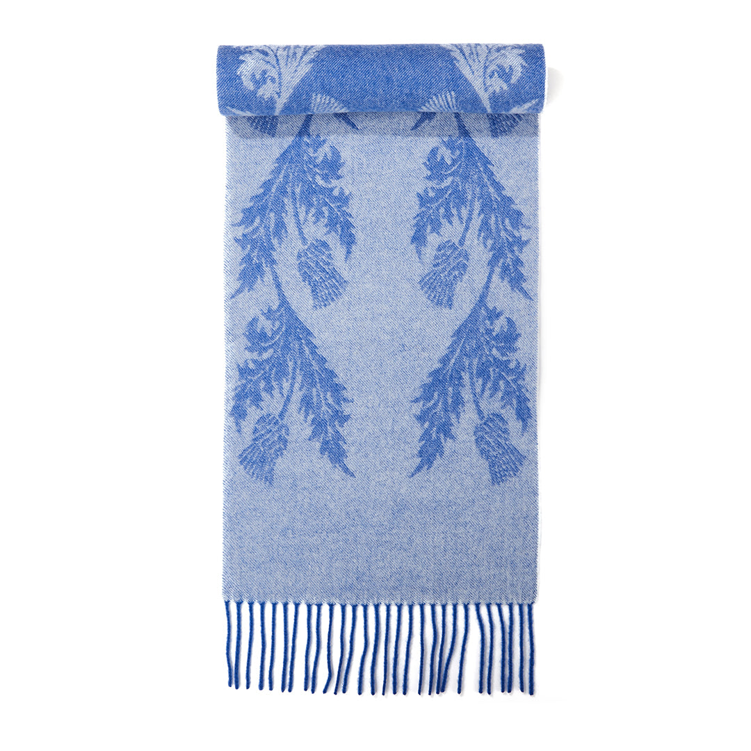 Double Thistle Blue Scarf 100% Pure Lambswool