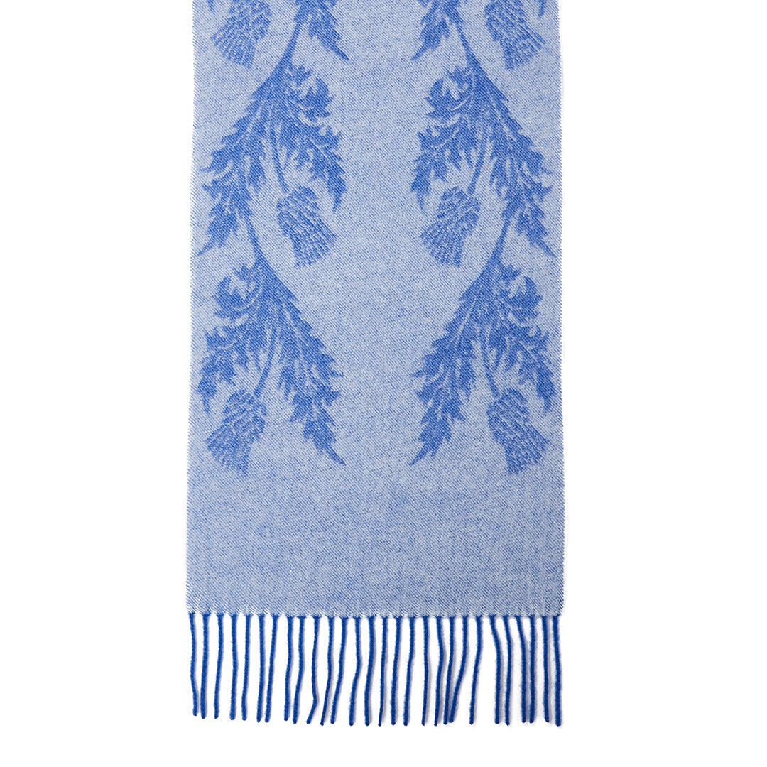 Double Thistle Blue Scarf 100% Pure Lambswool