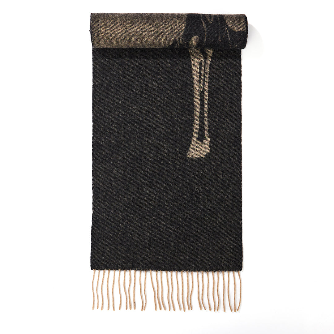 Full Stag Charcoal Scarf 100% Pure Lambswool