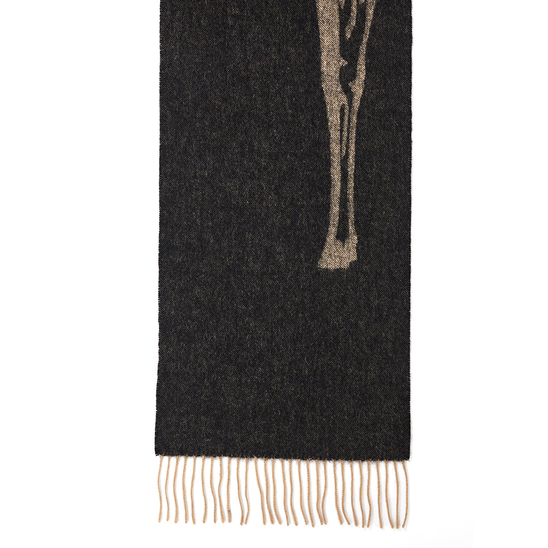 Full Stag Charcoal Scarf 100% Pure Lambswool