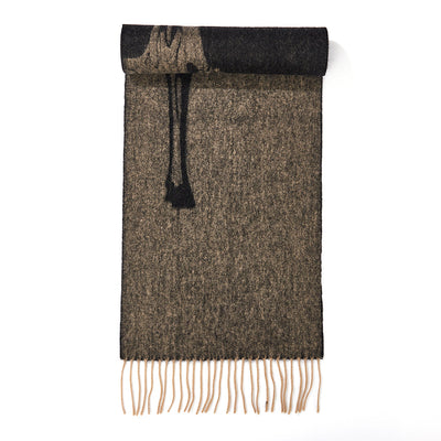 Full Stag Charcoal Scarf 100% Pure Lambswool