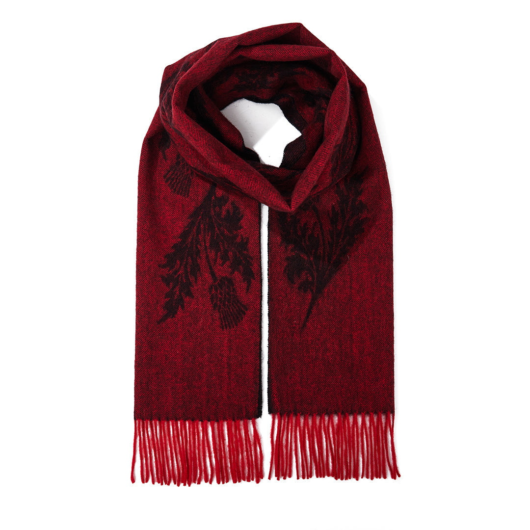 Double Thistle Red Scarf 100% Pure Lambswool